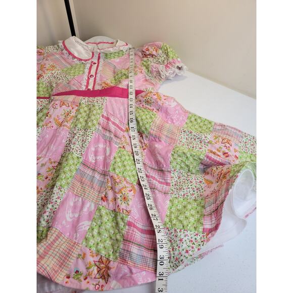 Vintage Square Dance Party Dress Patchwork Handmade Pink Green Size 14p - Picture 4 of 16